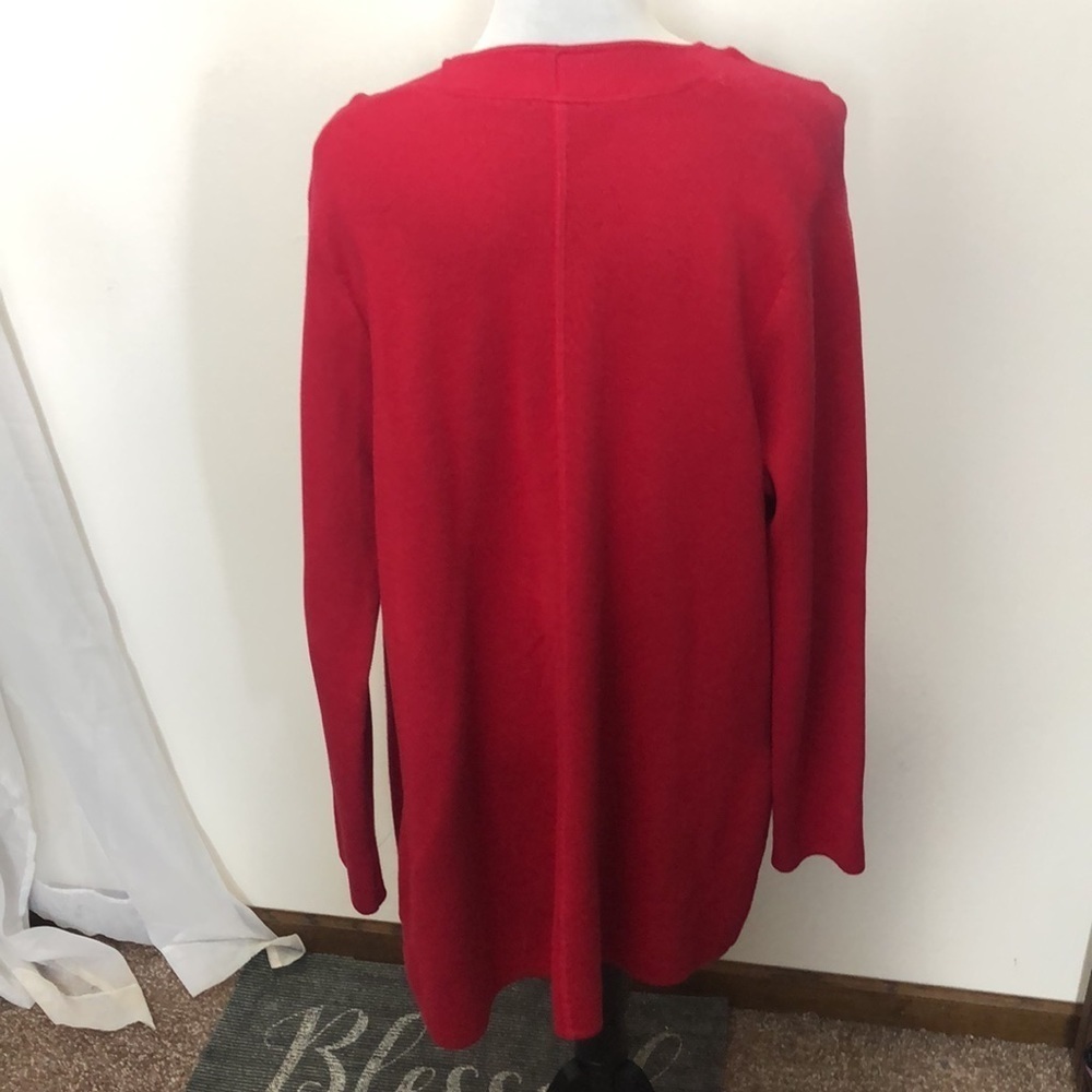 Talbots Red Open Front Cardigan Size Large - image 5